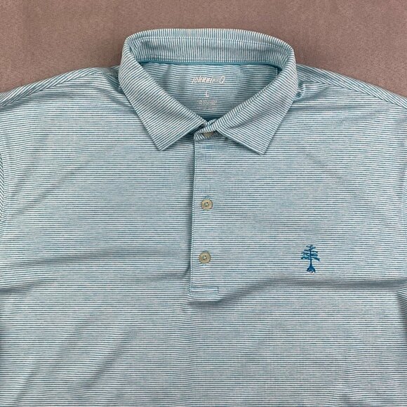 Johnnie-O Mens Shirt Large Blue Striped Polo Prep-Formance Stretch Golf Preppy - Picture 2 of 8